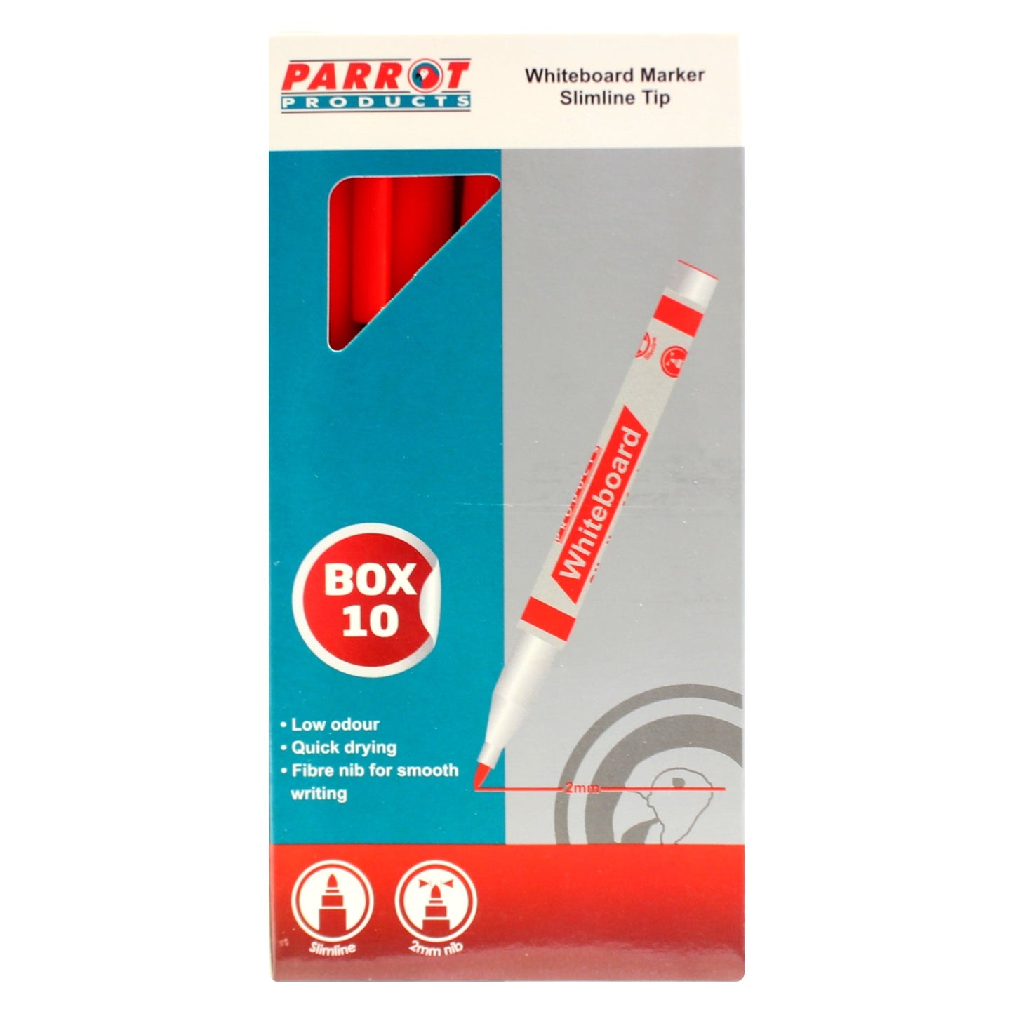 Marker Whiteboard Slimline Box 10 Red