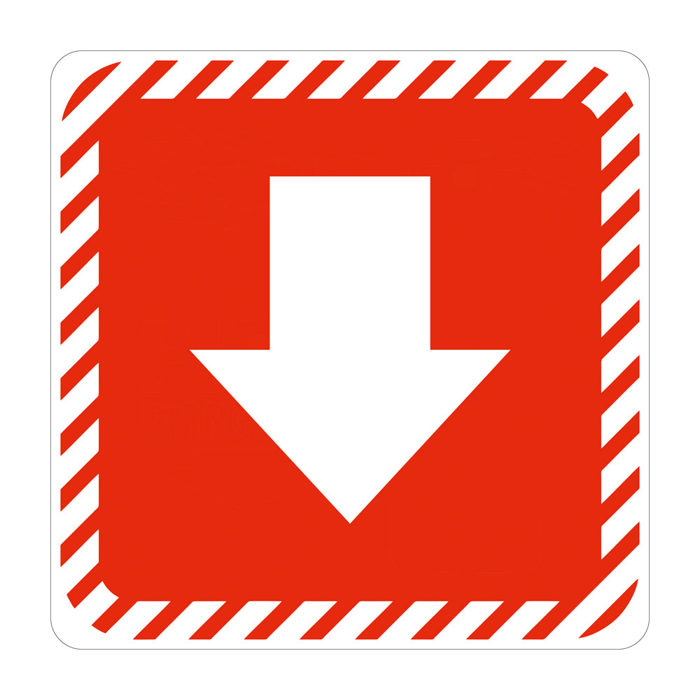 Sign Symbolic 150 x 150mm Red Arrow On White Acp