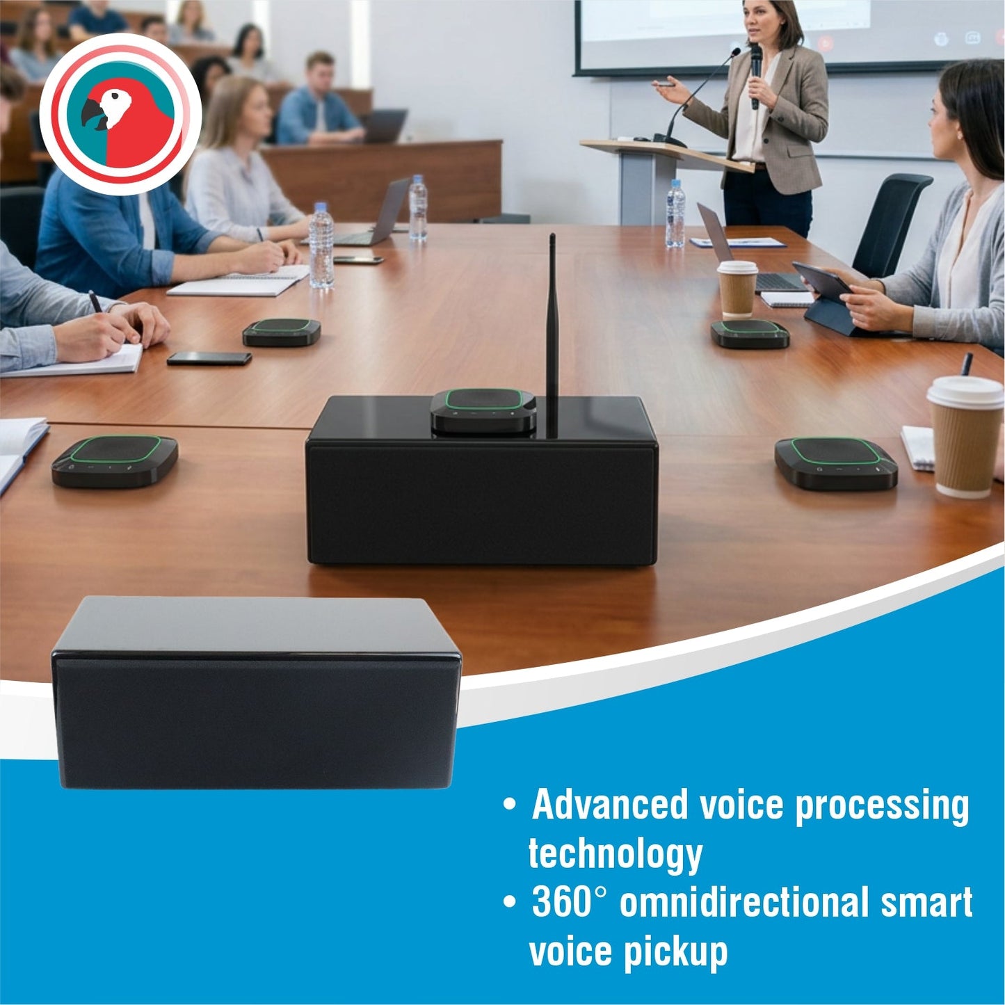 Wireless Audio Conferencing System with 4 Microphones & Loudspeaker
