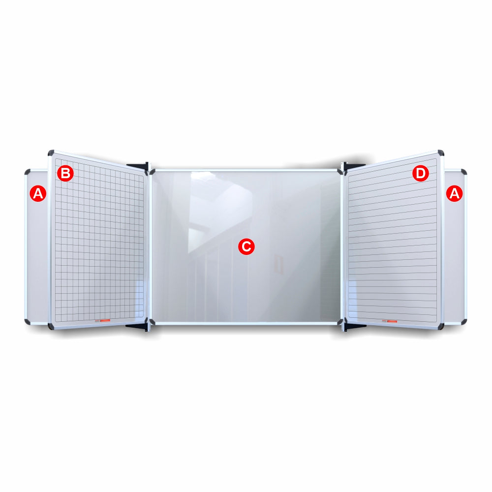Edu Board Swing Leaf 1220x910mm Magnetic White Grey Blocks 1 Side
