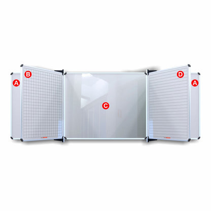 Edu Board Swing Leaf 1220x910mm Magnetic White Grey Blocks 1 Side