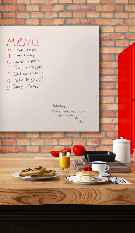 Floating Magnetic Glass Whiteboard 900 x 900mm