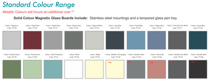 Colour Magnetic Glass whiteboard - Click to Select Size & Colour