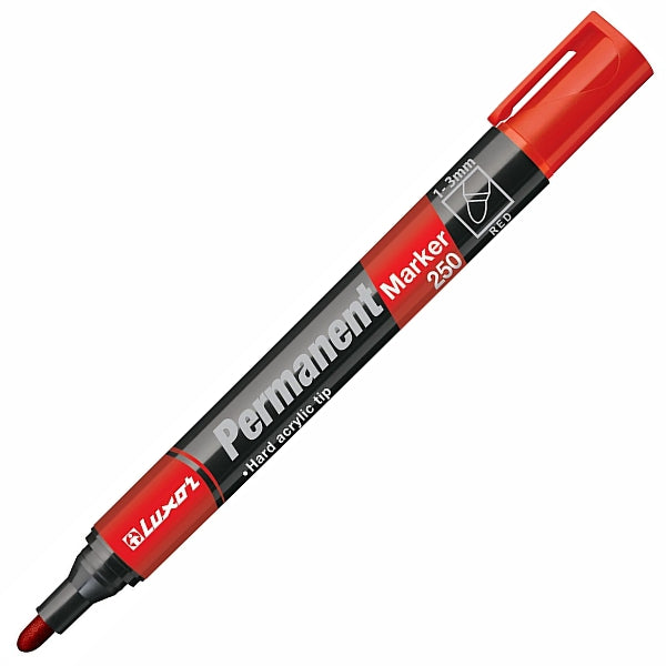 LUXOR 250 Permanent Marker Red Bullet (Box 10)