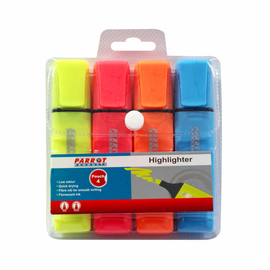Marker Highlighter Pouch 4 Yellow Pink Blue Orange