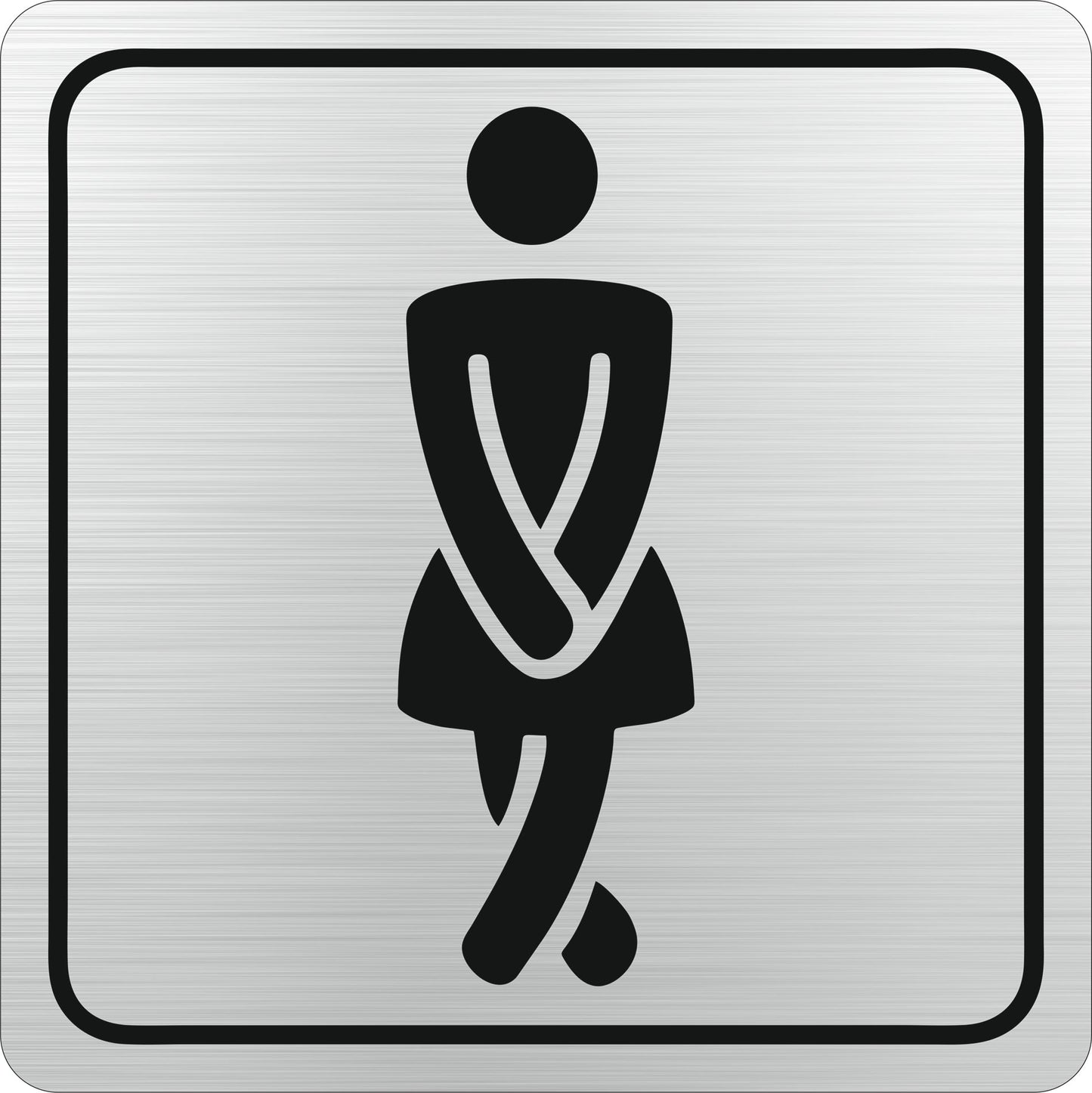 Sign Symbolic 150 x 150mm Black Printed Ladies Toilet Sign On Brushed Aluminum Acp