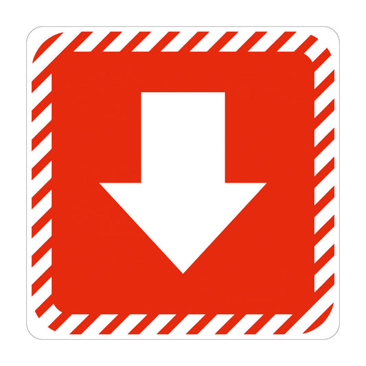 Sign Symbolic 150 x 150mm Red Arrow On White Acp
