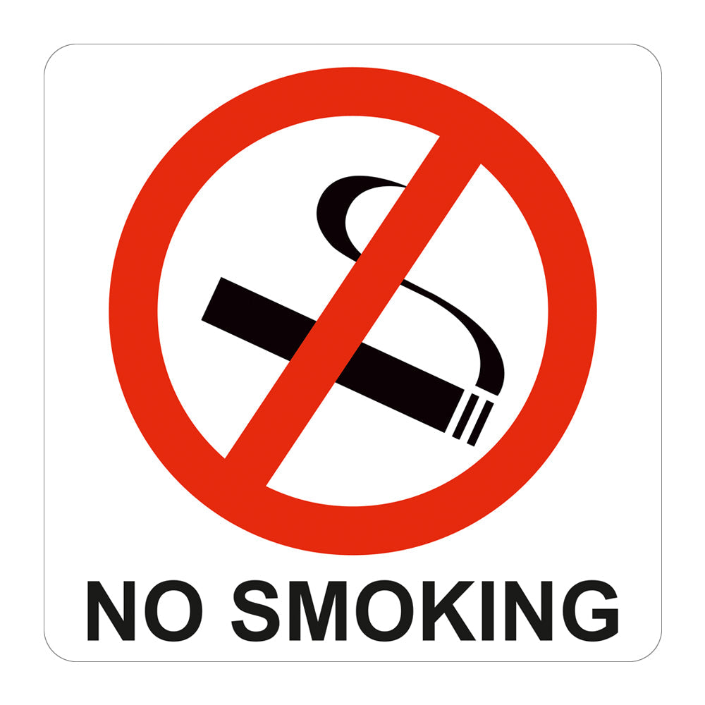 Sign Symbolic 150 x 150mm Red No Smoking Sign On White Acp