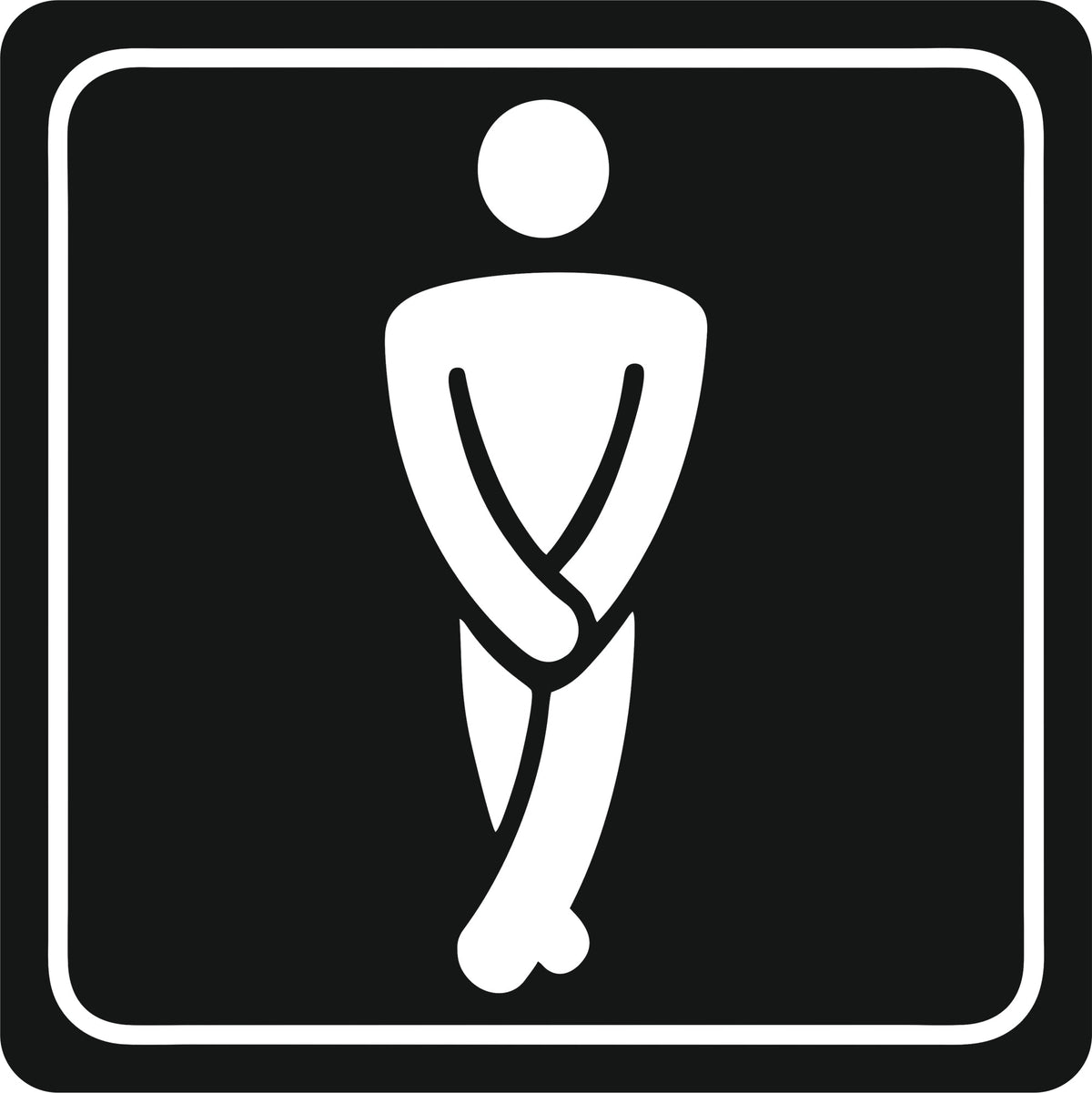 Sign Symbolic 150 x 150mm White Printed Gents Toilet Sign On Black Acp