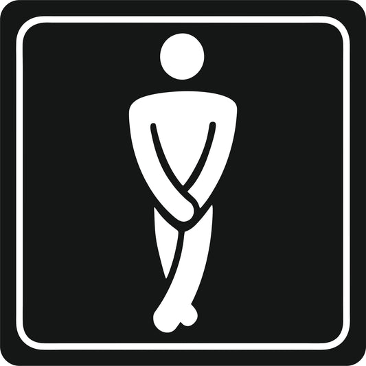 Sign Symbolic 150 x 150mm White Printed Gents Toilet Sign On Black Acp