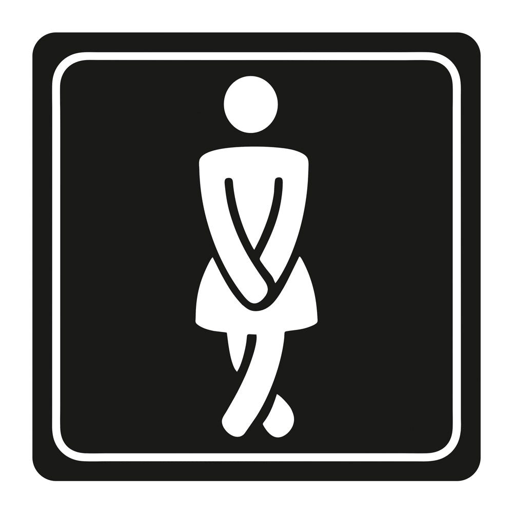 Sign Symbolic 150 x 150mm White Printed Ladies Toilet Sign On Black Acp