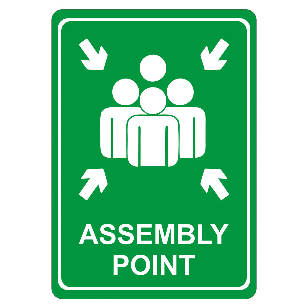 Sign Symbolic 297 x 210mm Assembly Point Green On White Acp