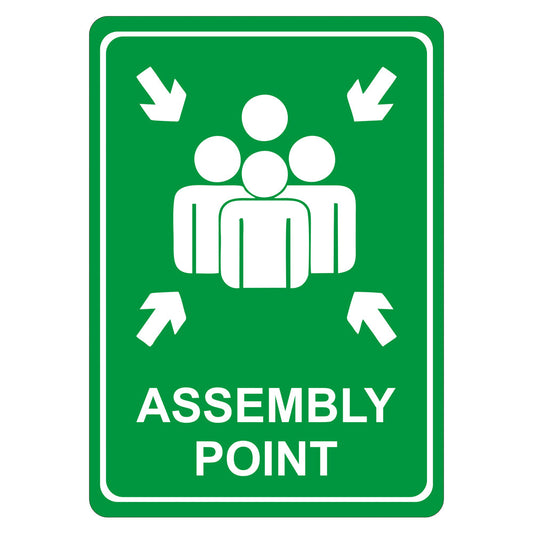Sign Symbolic 297 x 210mm Assembly Point Green On White Acp