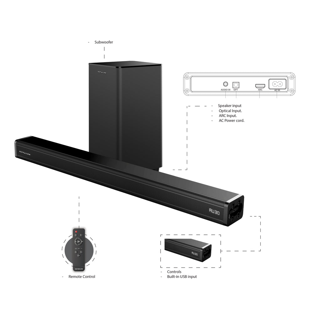 Ultra-Link 480W Wireless 2.1 Channel Soundbar