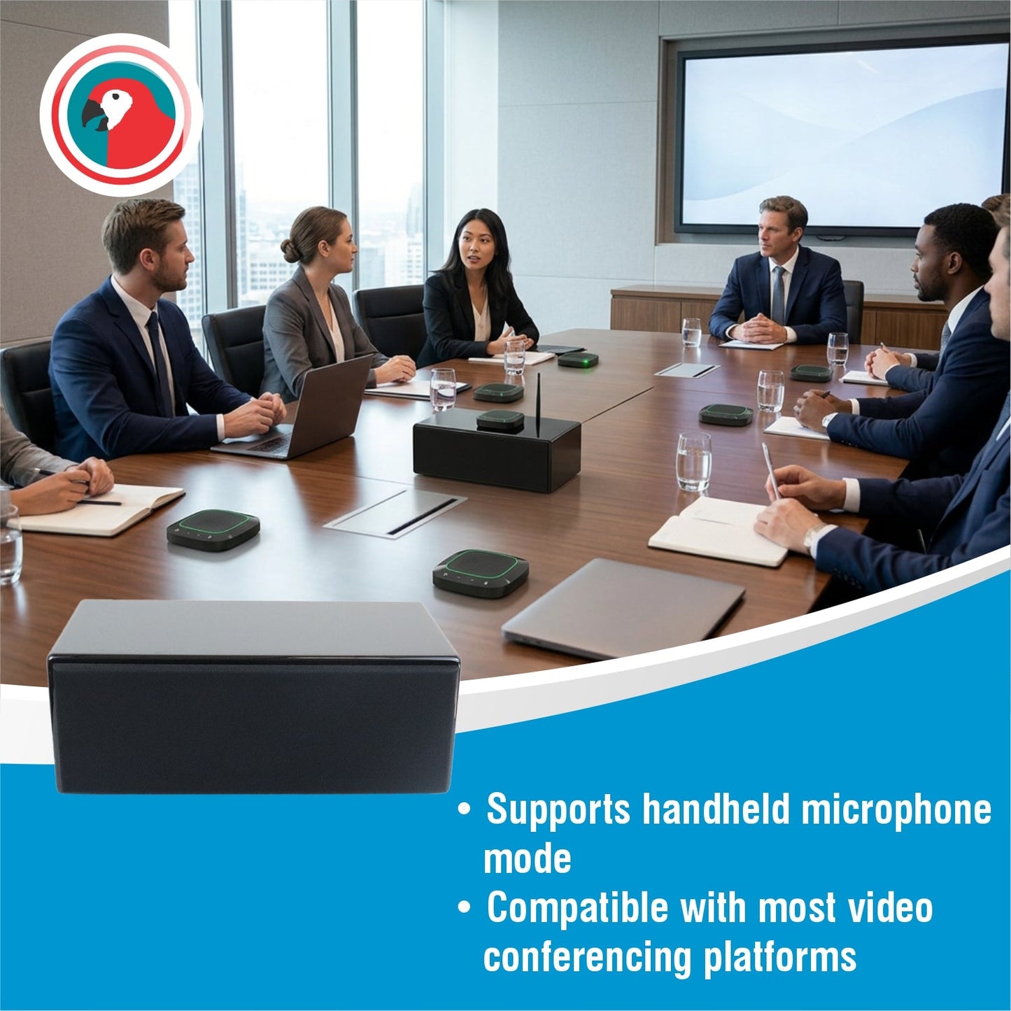 Wireless Audio Conferencing System with 4 Microphones & Loudspeaker