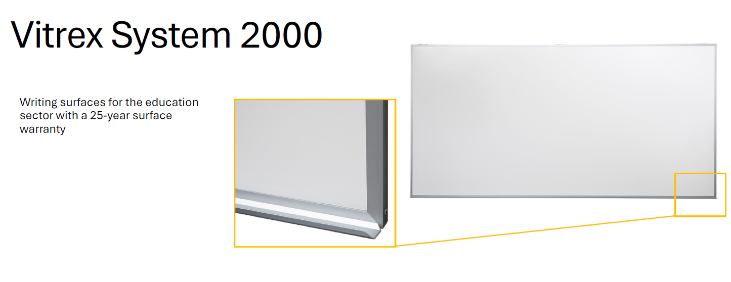 Vitreous Enamel Vitrex System 2000 Whiteboards - Various Sizes